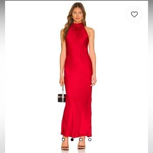 REVOLVE Bardot - Amalfi Maxi Slip Dress Fire Red - SIZE SMALL